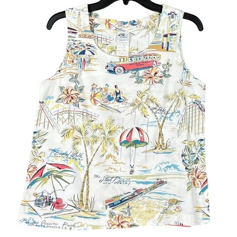 Willi of California Vintage Novelty Beach Print Tank Top Santa Cruz Boardwalk 8