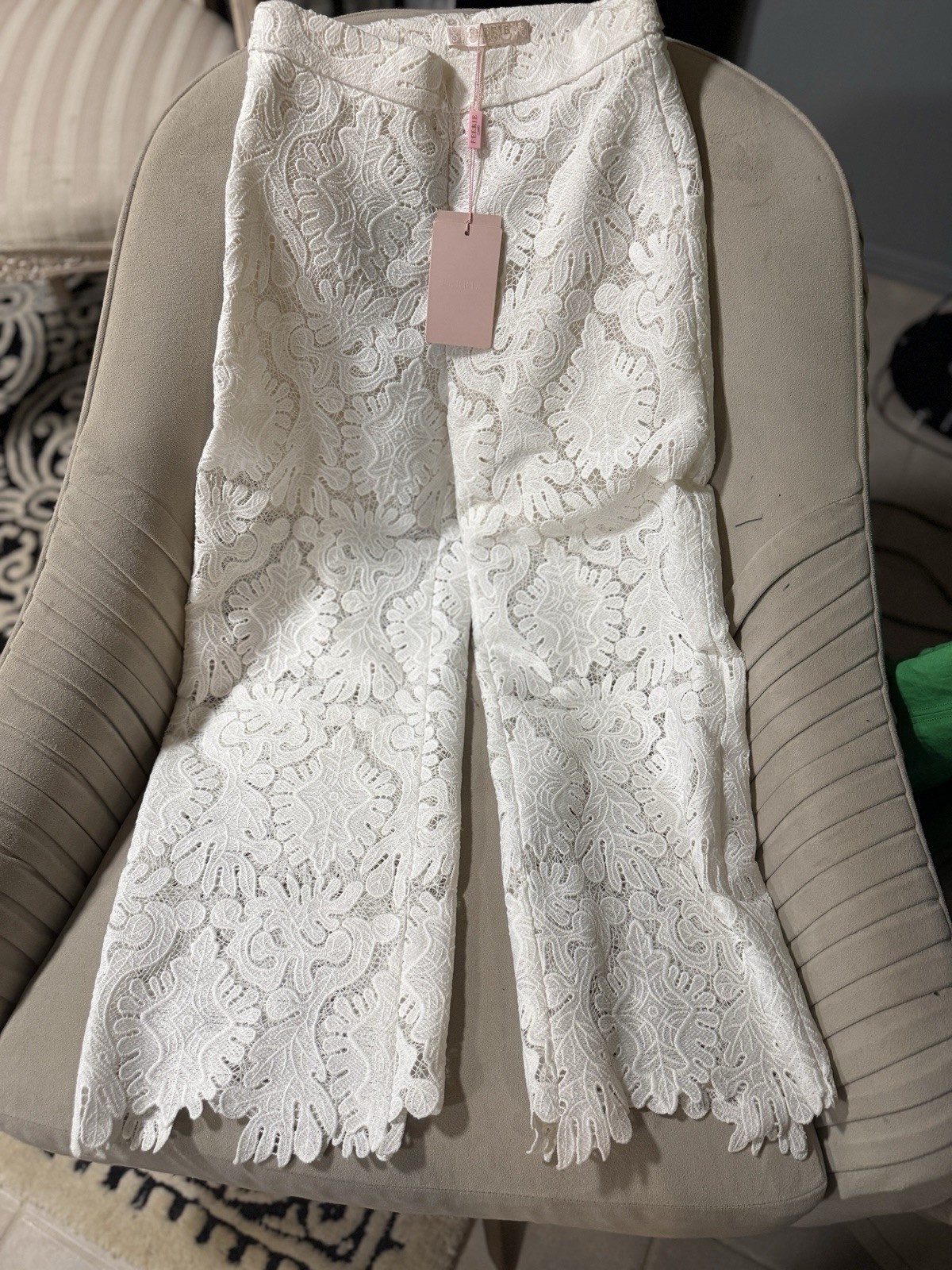 French Antique White Lace Pants Vintage Handmade Small Size