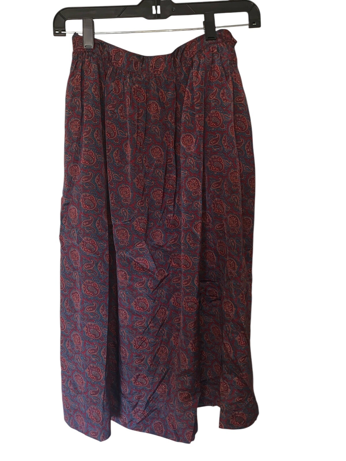 VINTAGE PRESTIGE OF BOSTON PAISLEY POLYESTER MIDI SKIRT BOHO CHIC HIPPIE Sz 10