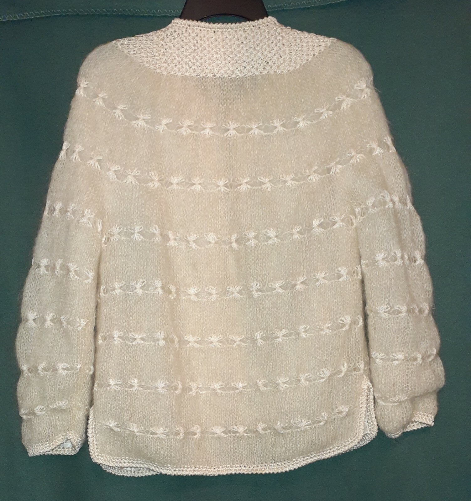 Beige Mohair Wool Cardigan Fully Lined by Cyn Les made in Hong Kong Vintage