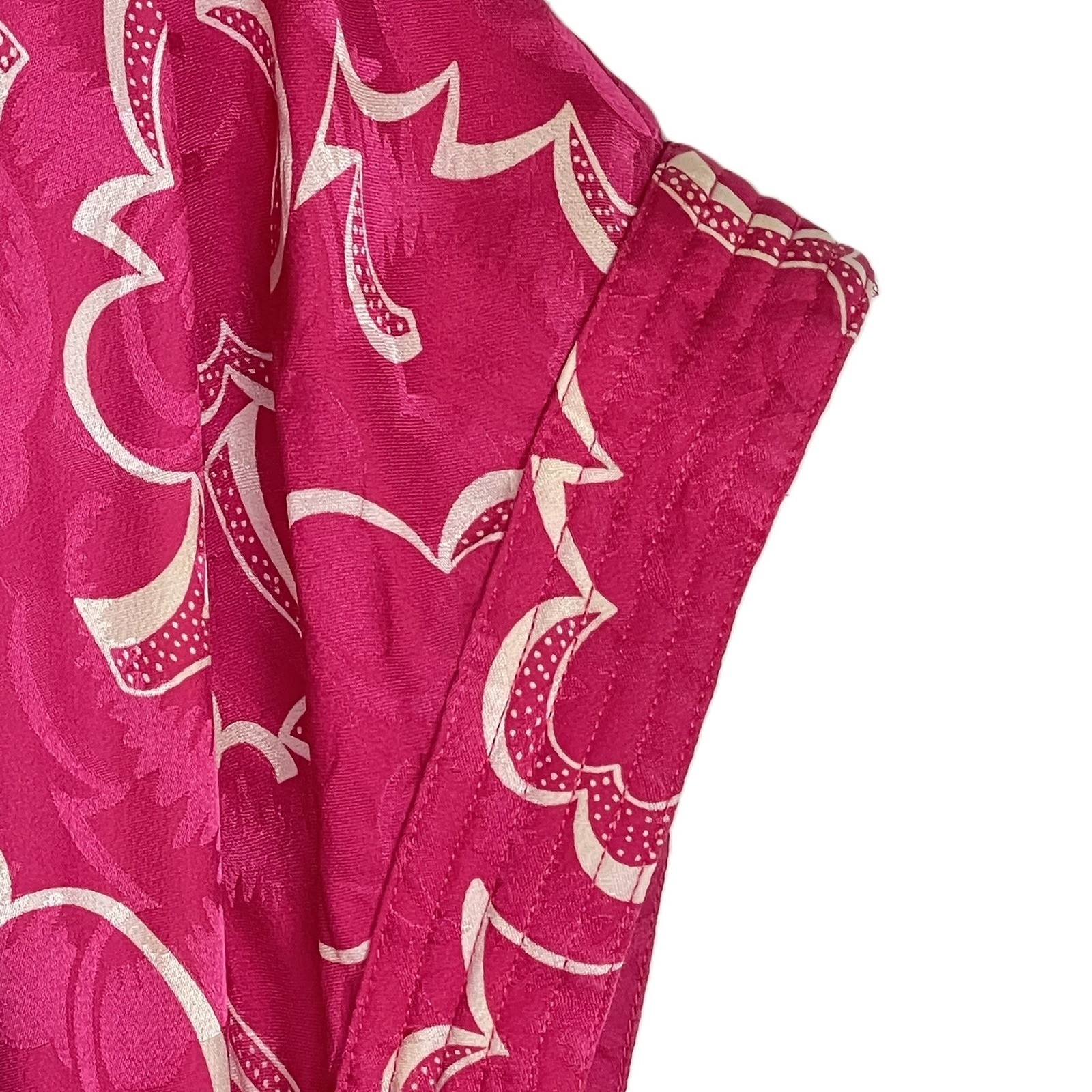 Argenti Vintage 100% Silk Magenta Pink Floral Jacquard Midi Dress Size 12