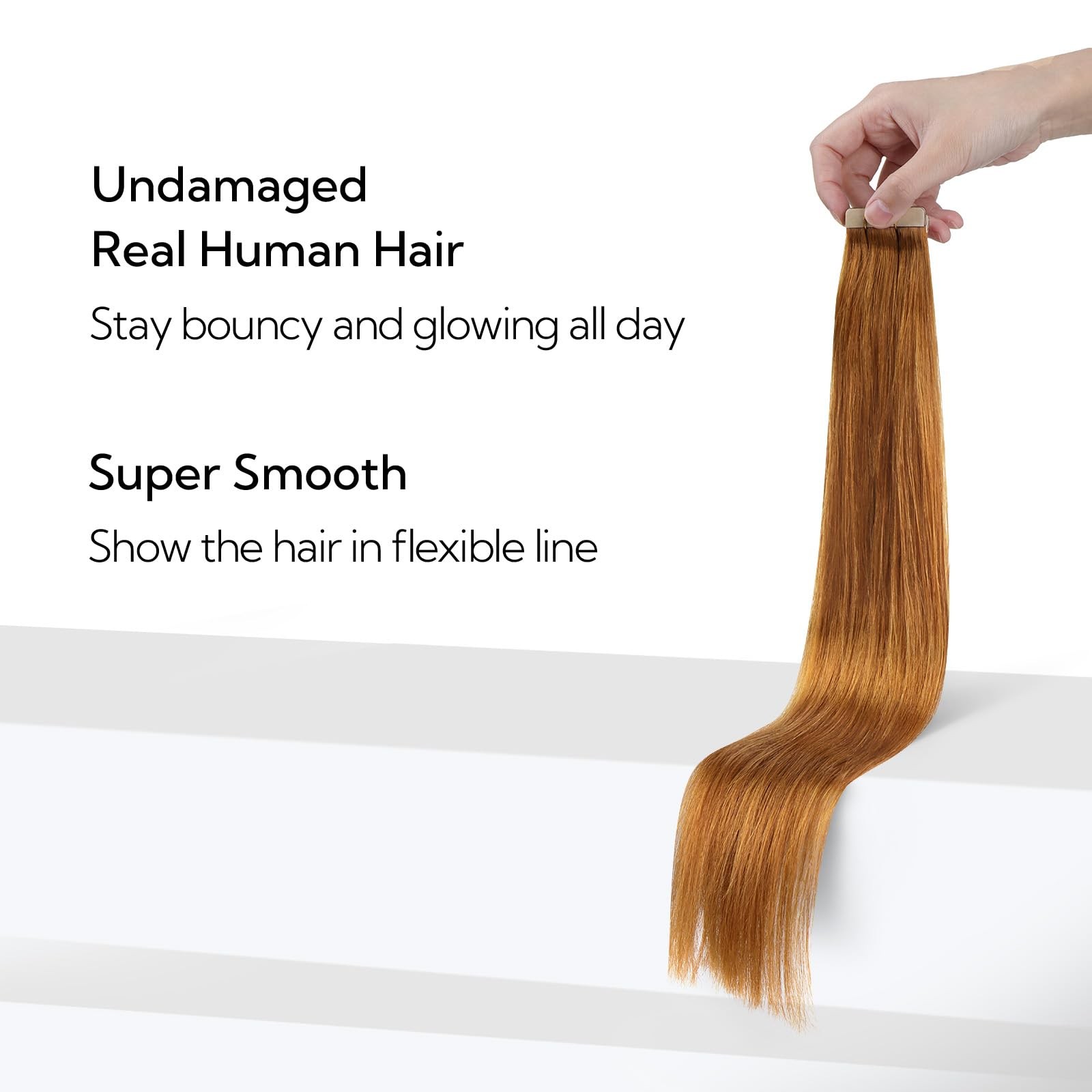 HOTBANANA 18″ Tape-in Hair Extensions 20pcs 50g Auburn Ginger Straight Remy