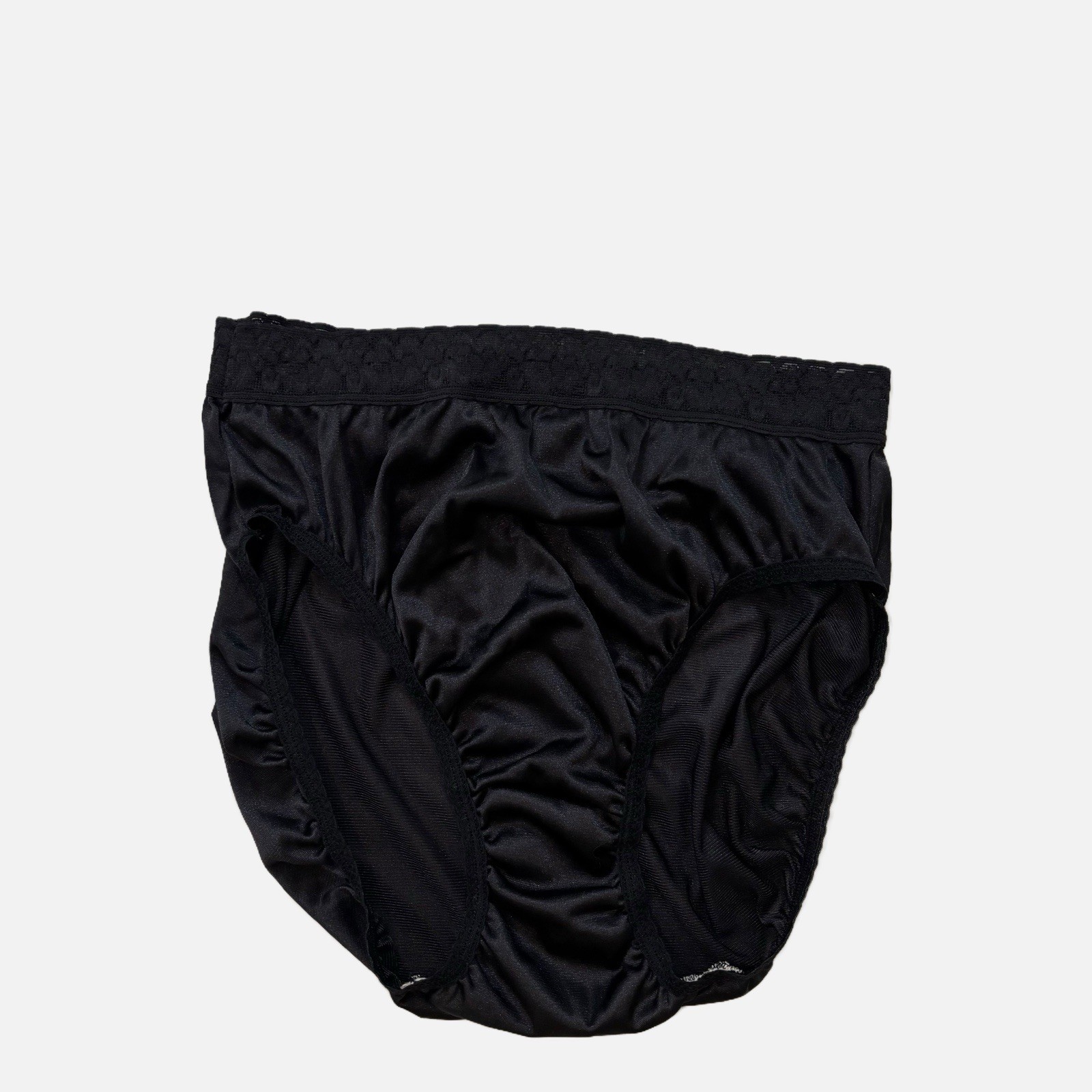 Vintage 80s Black Satin And Lace Panties High Waist Size S