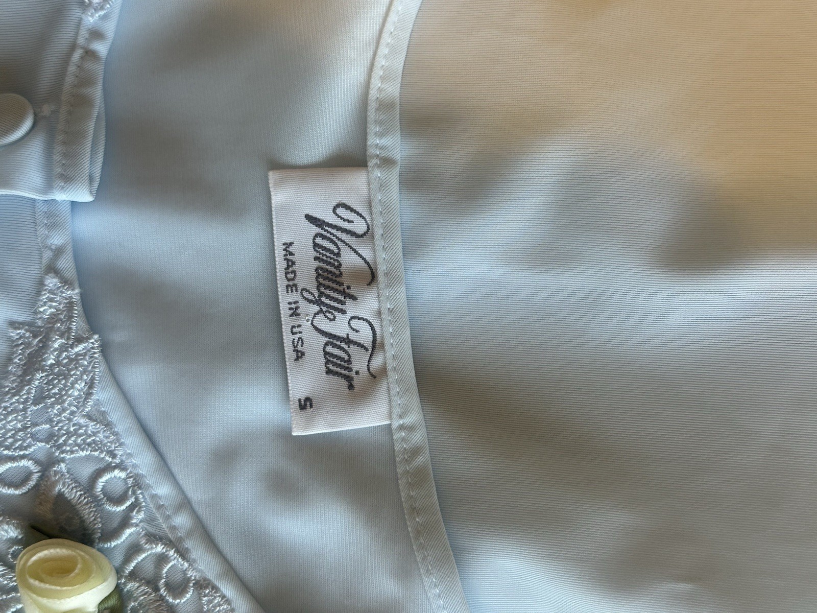 Vintage Vanity Fair Pajama Set Women S Blue Nylon Lace Rose NWT Made USA
