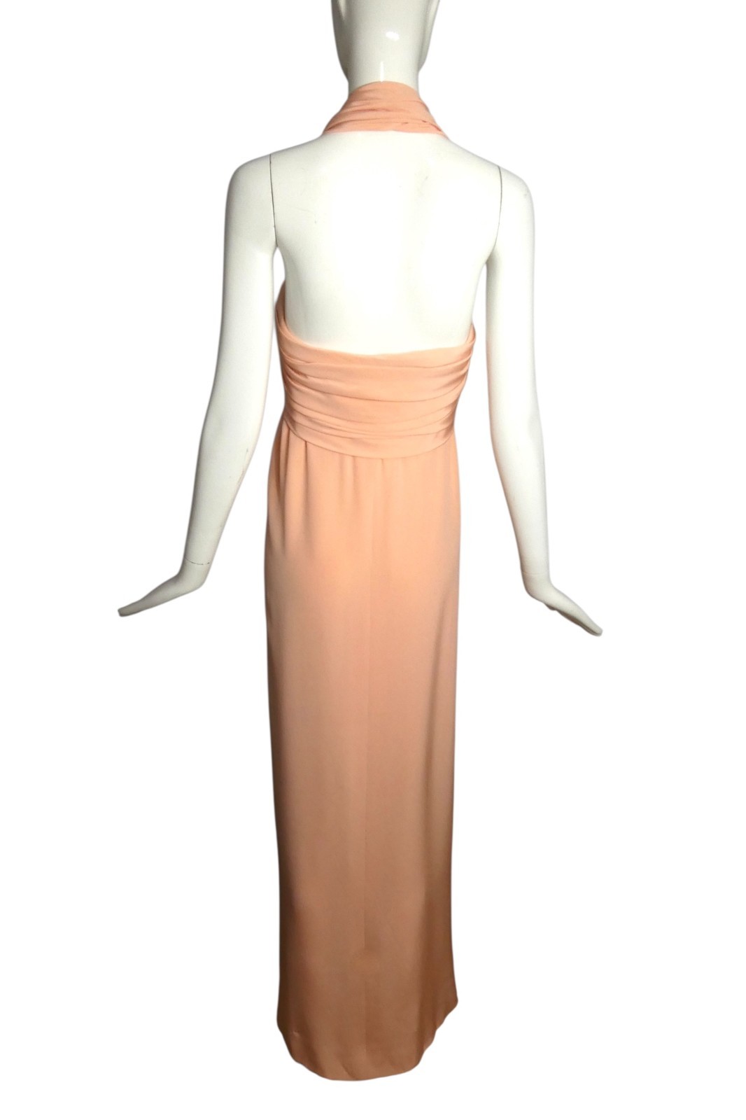 JACQUELINE DE RIBES- 1985 Pink Silk Knit Halter Gown, Size 6