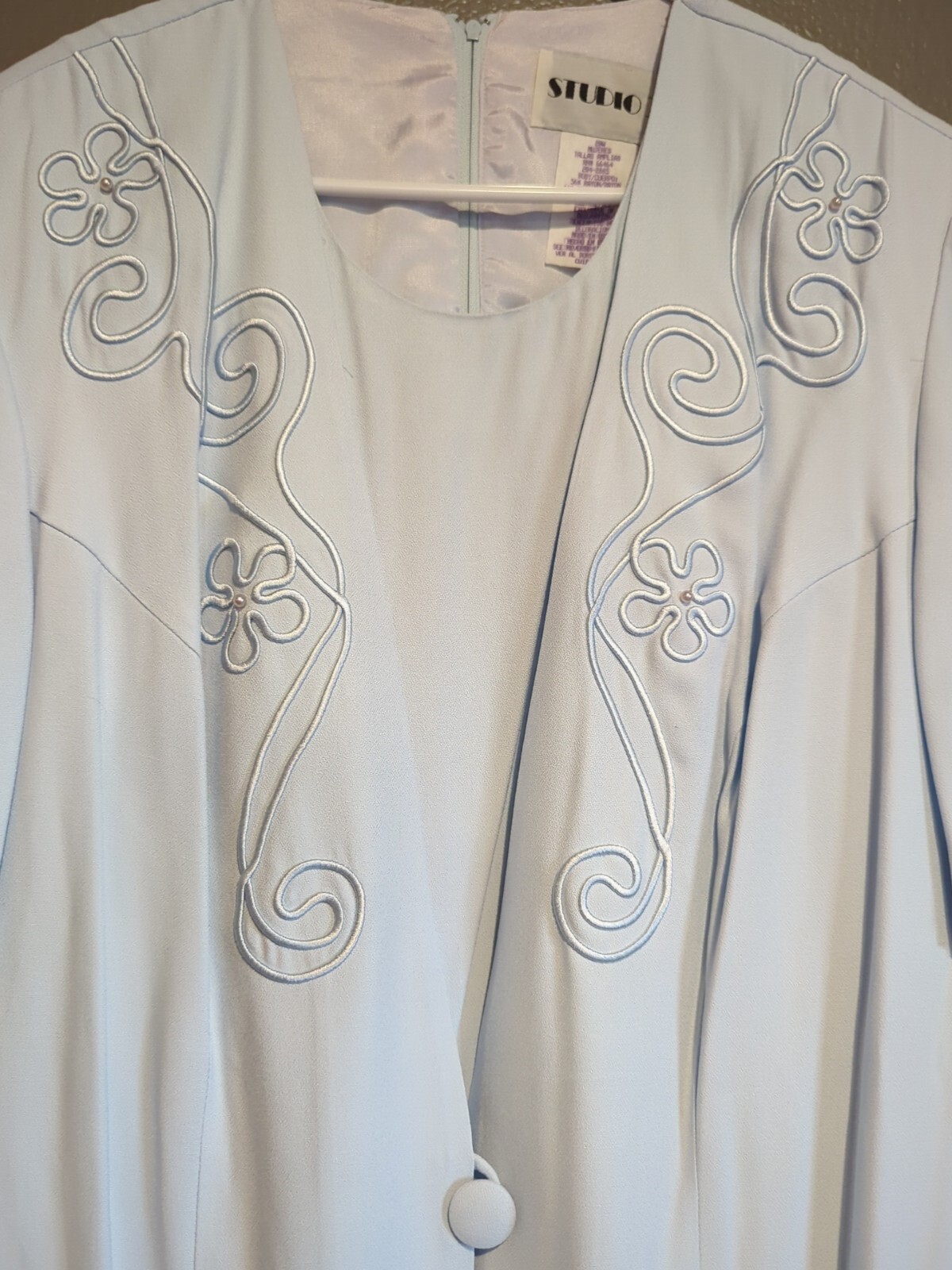 Vintage Studio I Midi One Piece Dress Suit Size 28W Short Sleeve Light Blue NWT