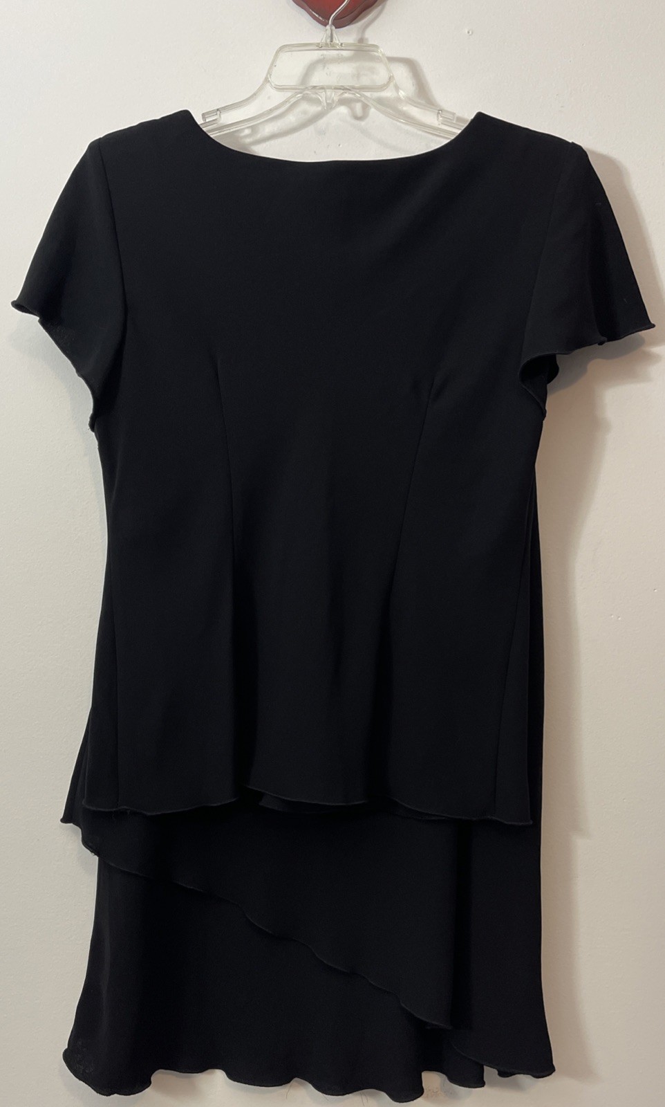 Vintage SL Fashions Womens Size 16 Ruffled Black Blouse & Midi Skirt Outfit A552