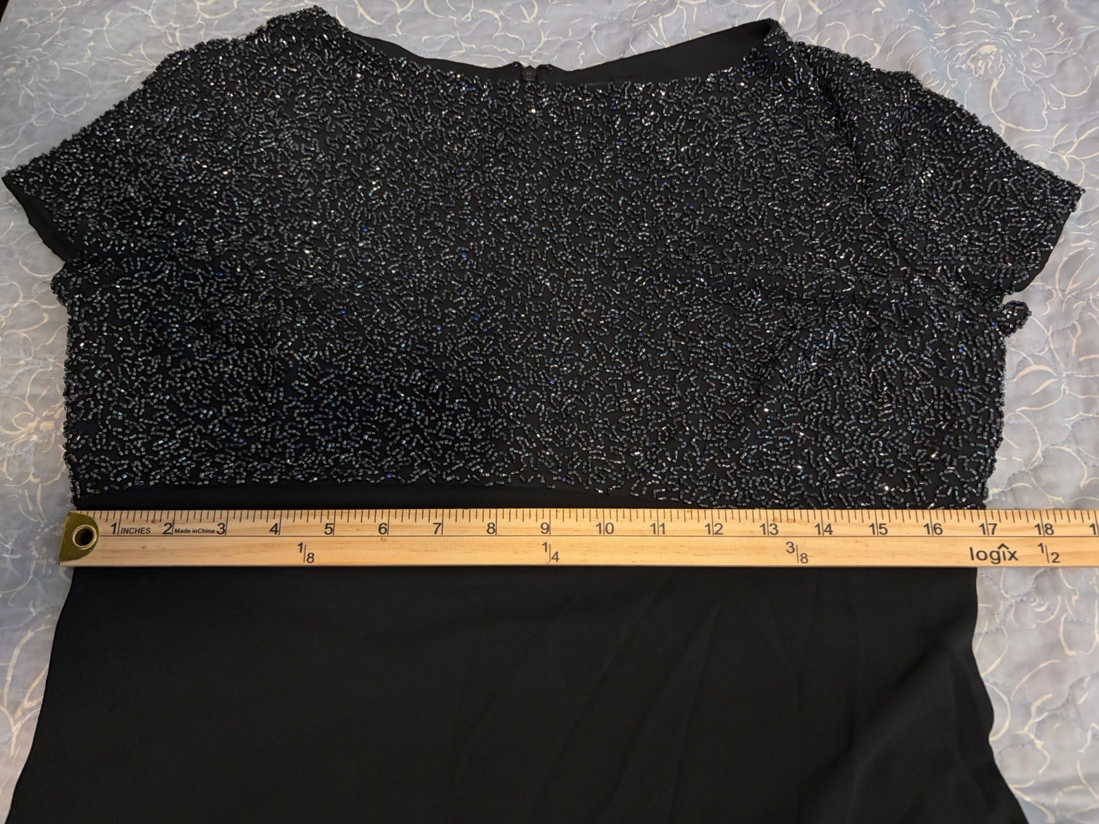 Linda Allard Ellen Tracy Maxi Dress 10 Black Vintage 80s 90s Beaded Glamour