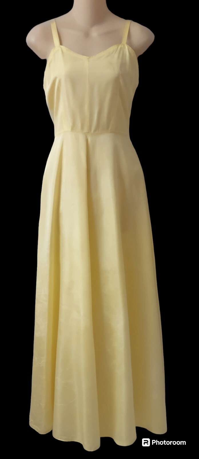 Vintage 40’s Hollywood Glamour Silk Rayon Yellow Bias Gown Dress Side Zipper S