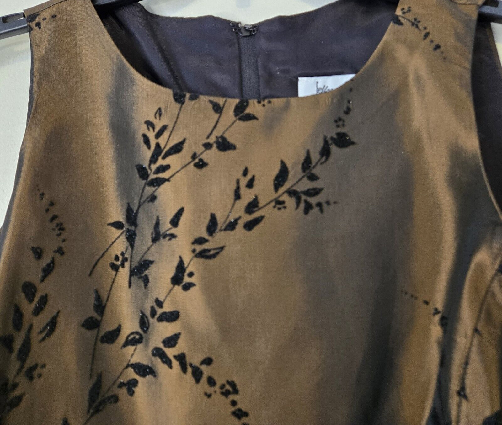 VTG Jeffrey Dara Top Women’s 14 Brown Blk Velvet Floral Full Zip Forest Fairy