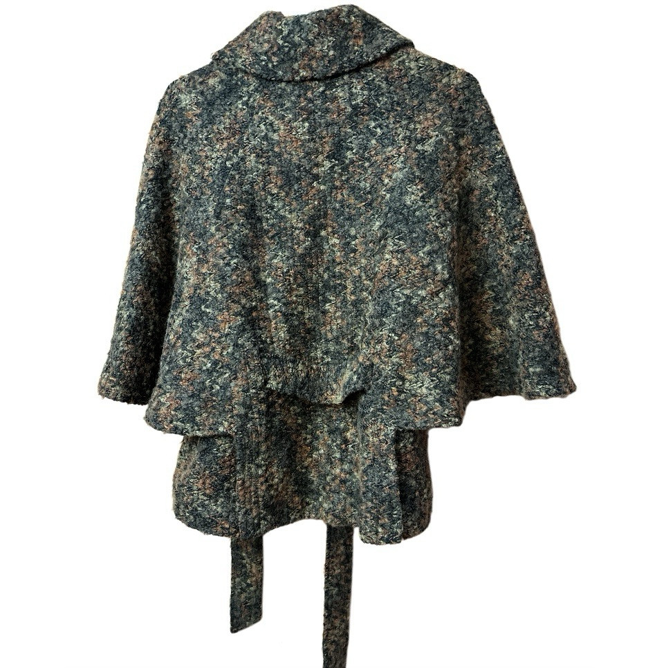 Vintage Insight Wool Unique Belted Caped Boho Sweater Jacket Womens Size 2 Rare