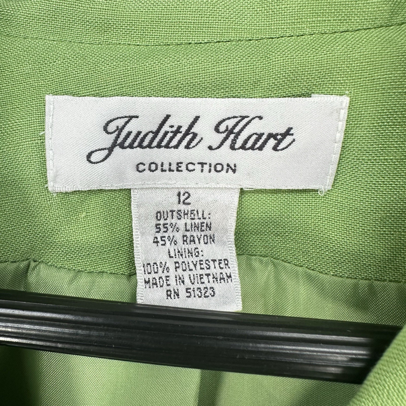 Vintage Judith Hart Pants Set Womens 12 Jacket Linen Blend Lime Green Maximal