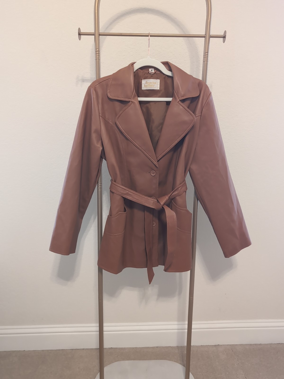 1970 Faux Leather Women’s Jacket Size XL Tan Brown Fingerhut Vintage 70s