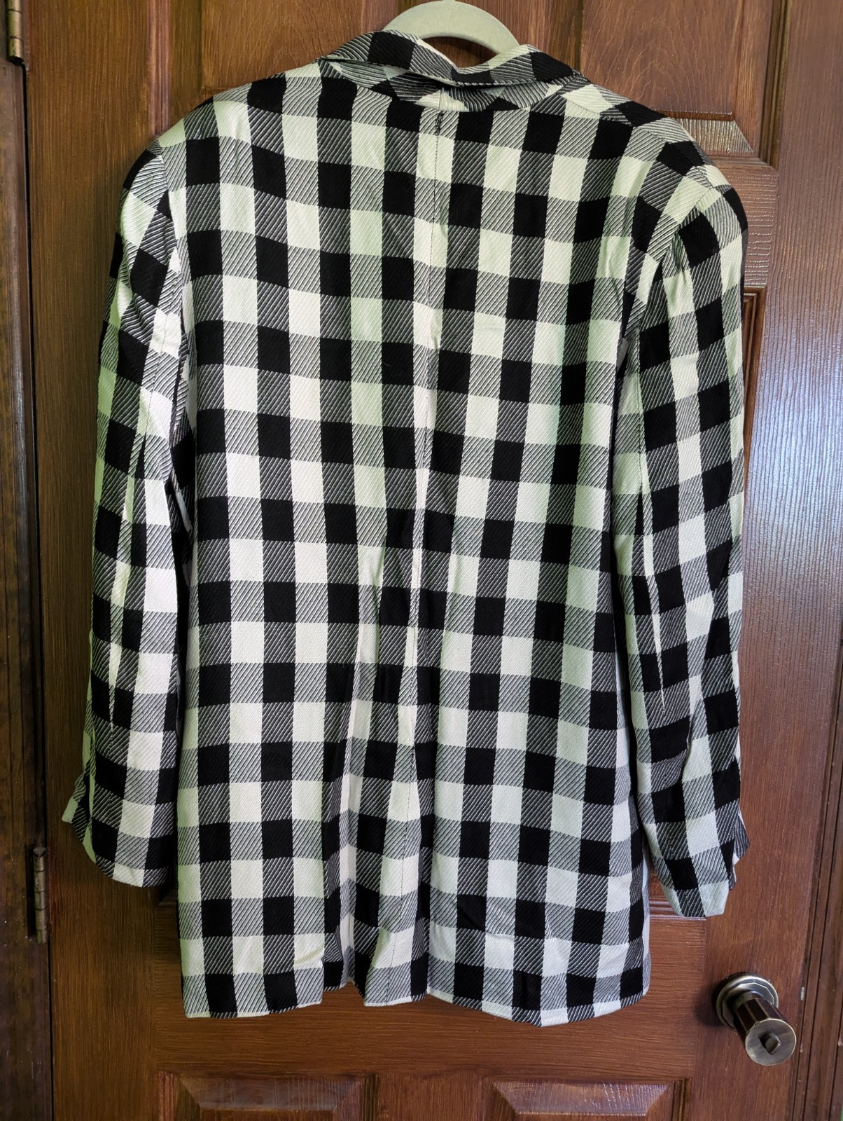 Women’s Large Vintage 80s Black and White Checkered Jacket Blazer Shoulder Pads