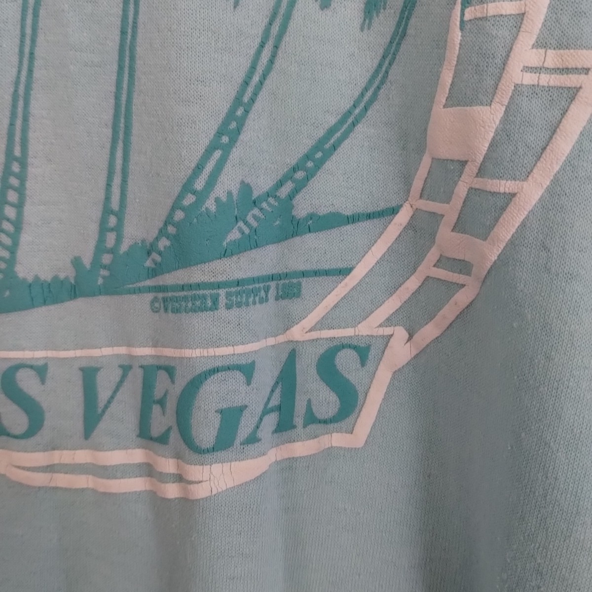 Vintage Las Vegas T-shirt Women’s XL 21×25 Light Blue Western Supply 1989