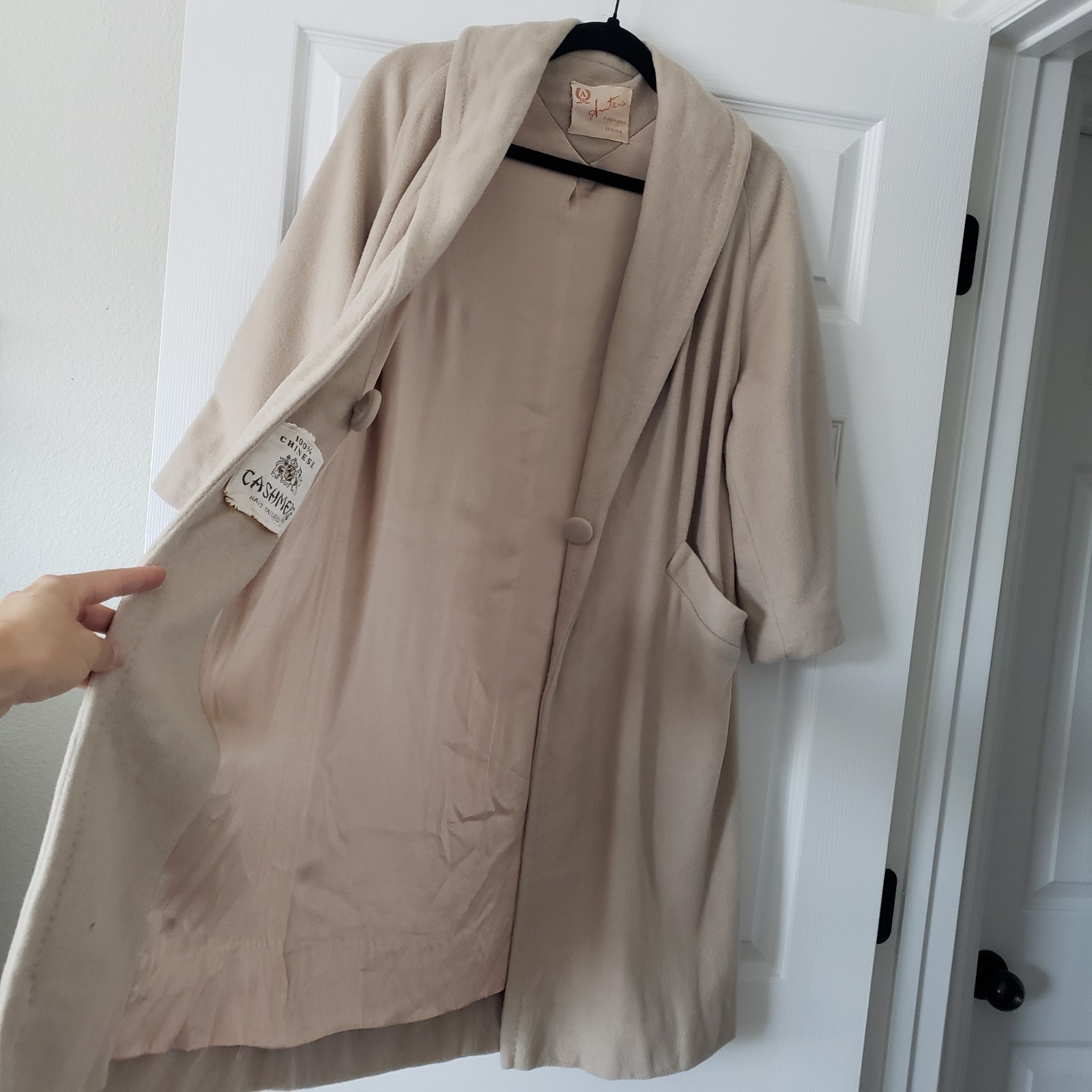 1950s 1960s Vintage 100% Cashmere Lined Car Swing Coat Anter Fashion Denver