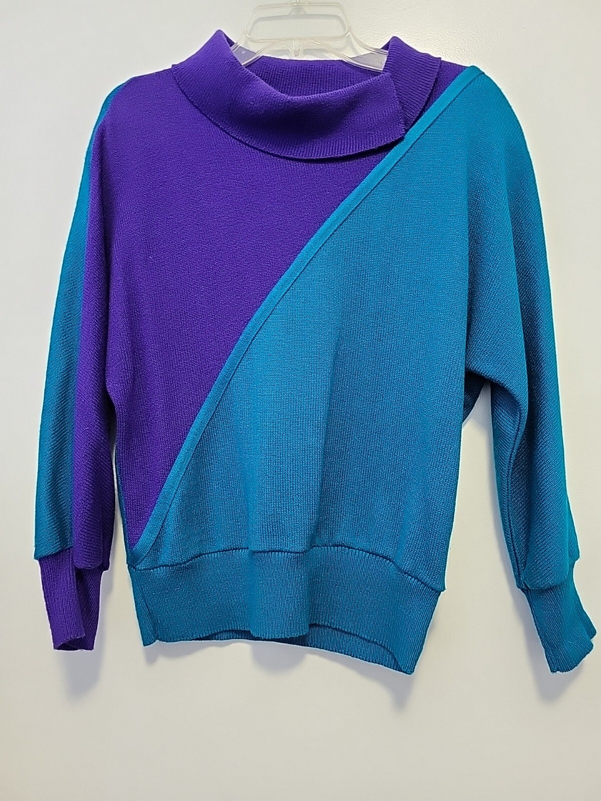 Vivanti Vintage 80s Sweater Skirt Set Teal & Purple Size 10