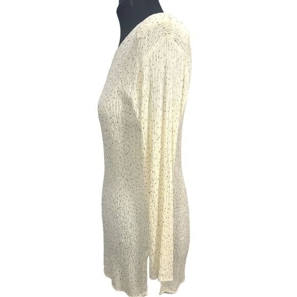 VTG Ivory w/ Gold metallic Dots COPY CATS Long Sleeve Crinkle Mini Dress L/XL