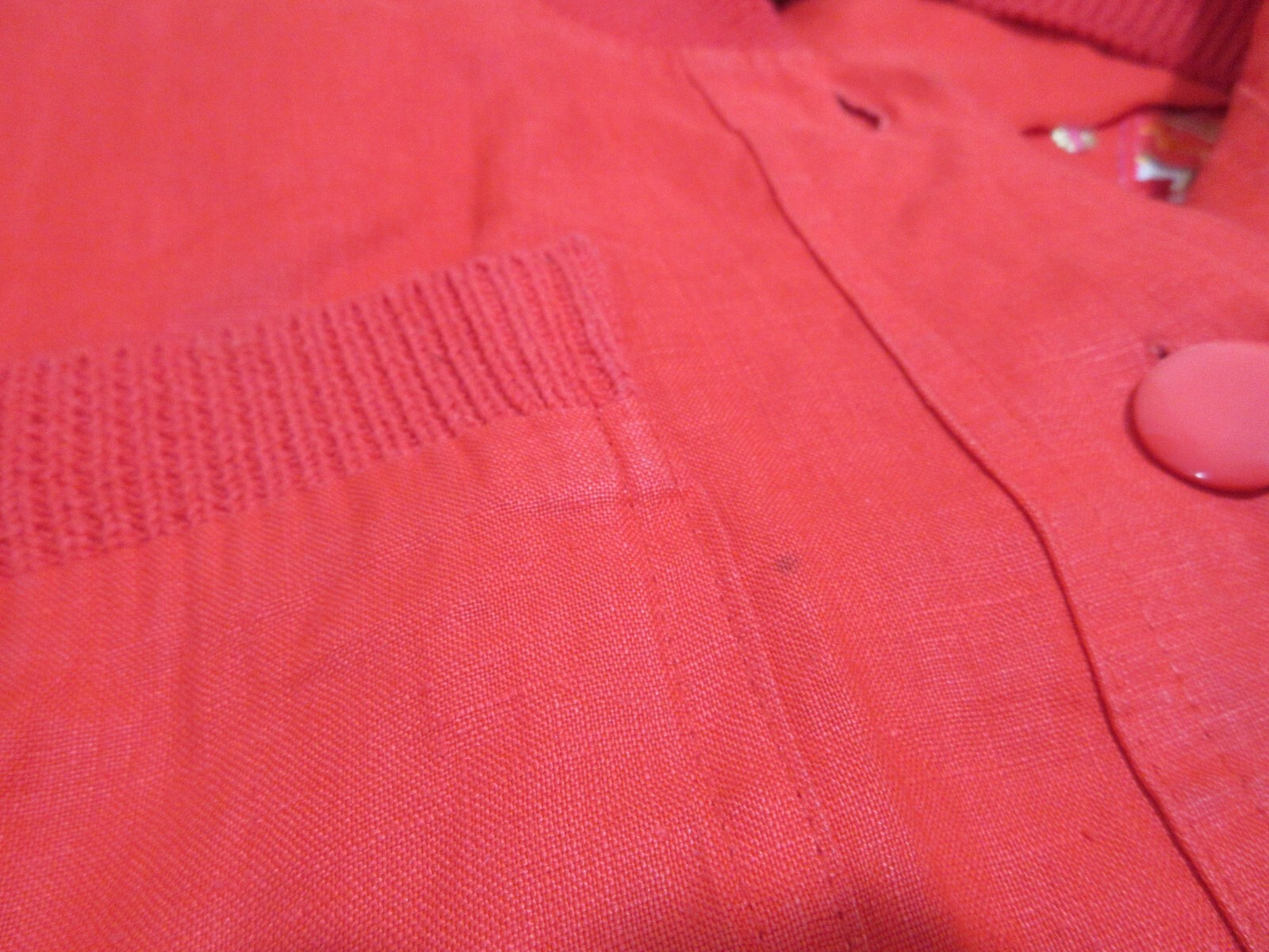 Sz 8 M VINTAGE 90s I B Diffusion Tribal Embroidered Red Linen Bomber Jacket Top