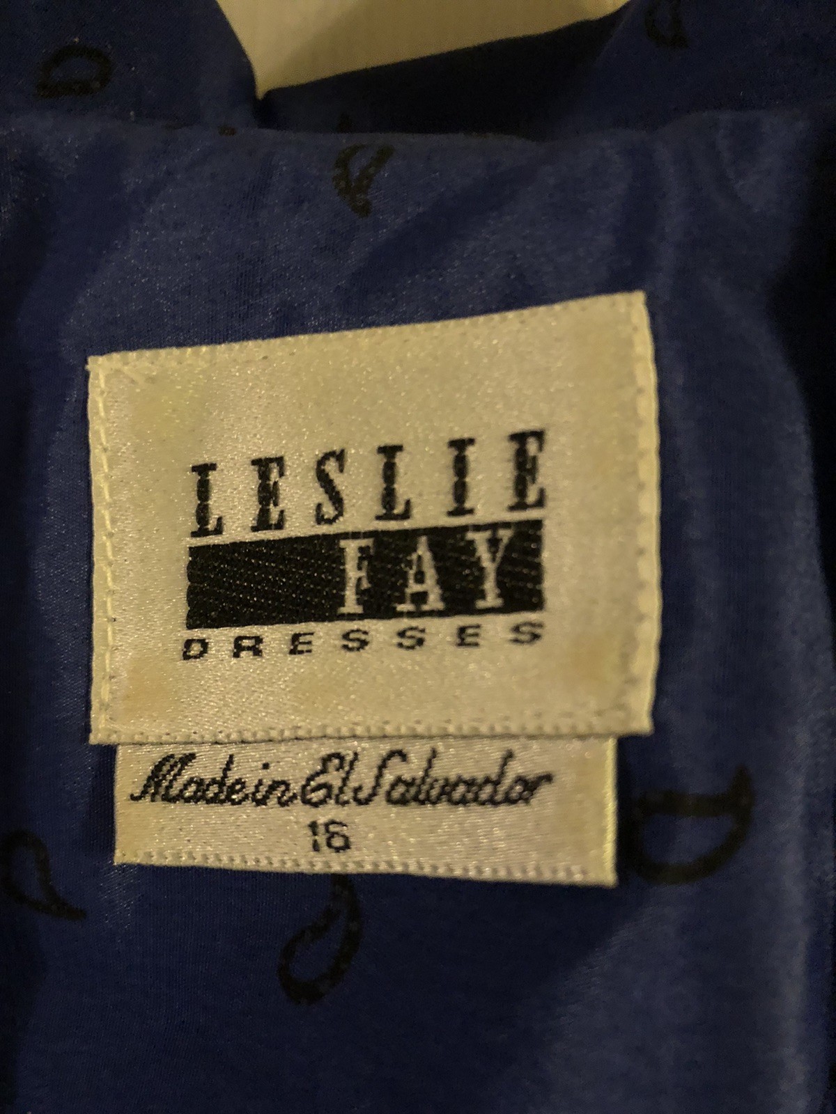 Vintage Women’s Blue Leslie Fay Dress With Matching Belt Size 16