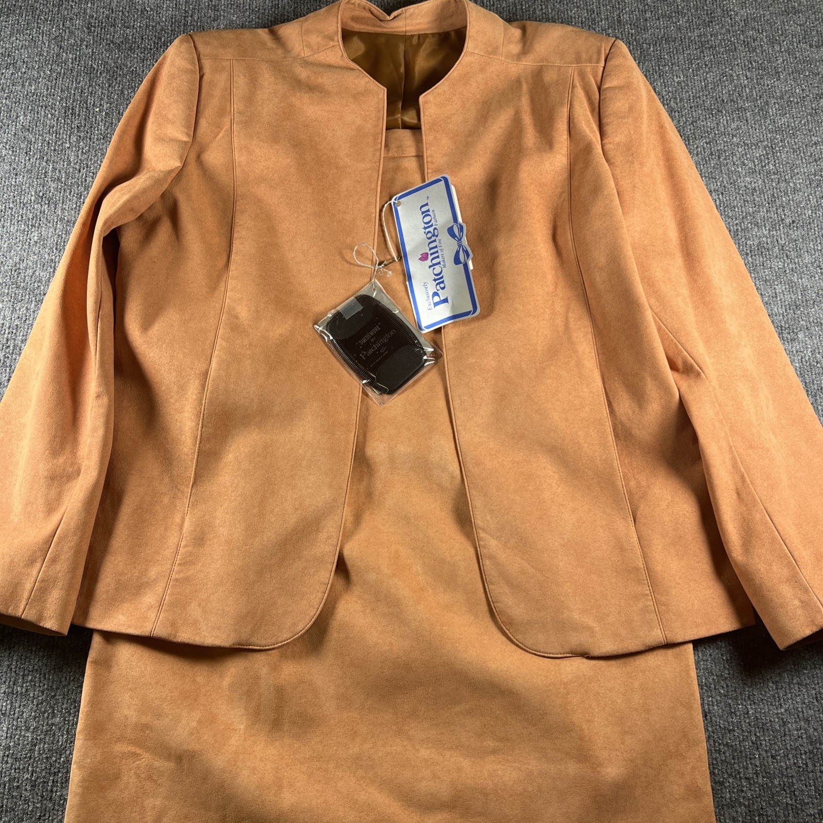 Vintage Patchington Suedmore Jacket And Skirt Peach Size 12 With Tags