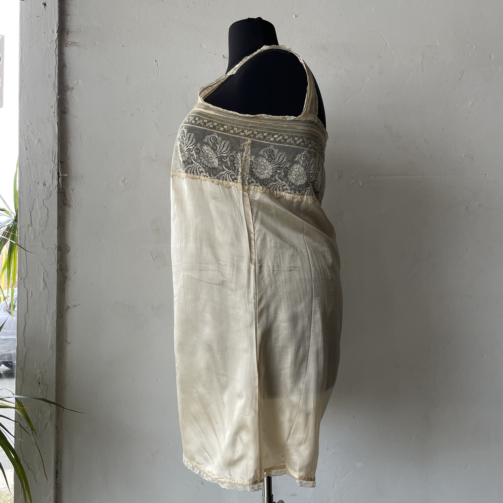 Antique VOLUP 1920s – 1930s Silk Step In Button Up Crotch Teddy Dress Slip XXL