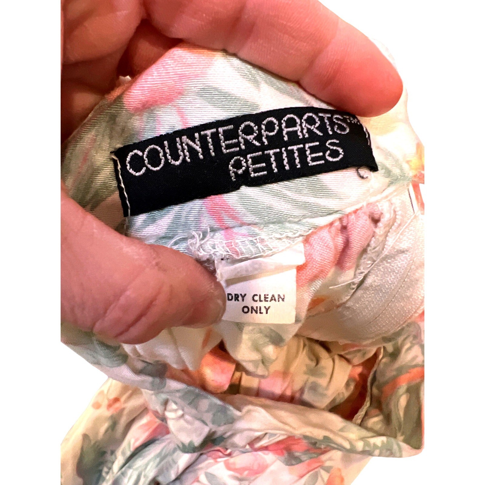 Counterparts Floral Midi Skirt Womens Petites Cream Peach Vintage Excellent