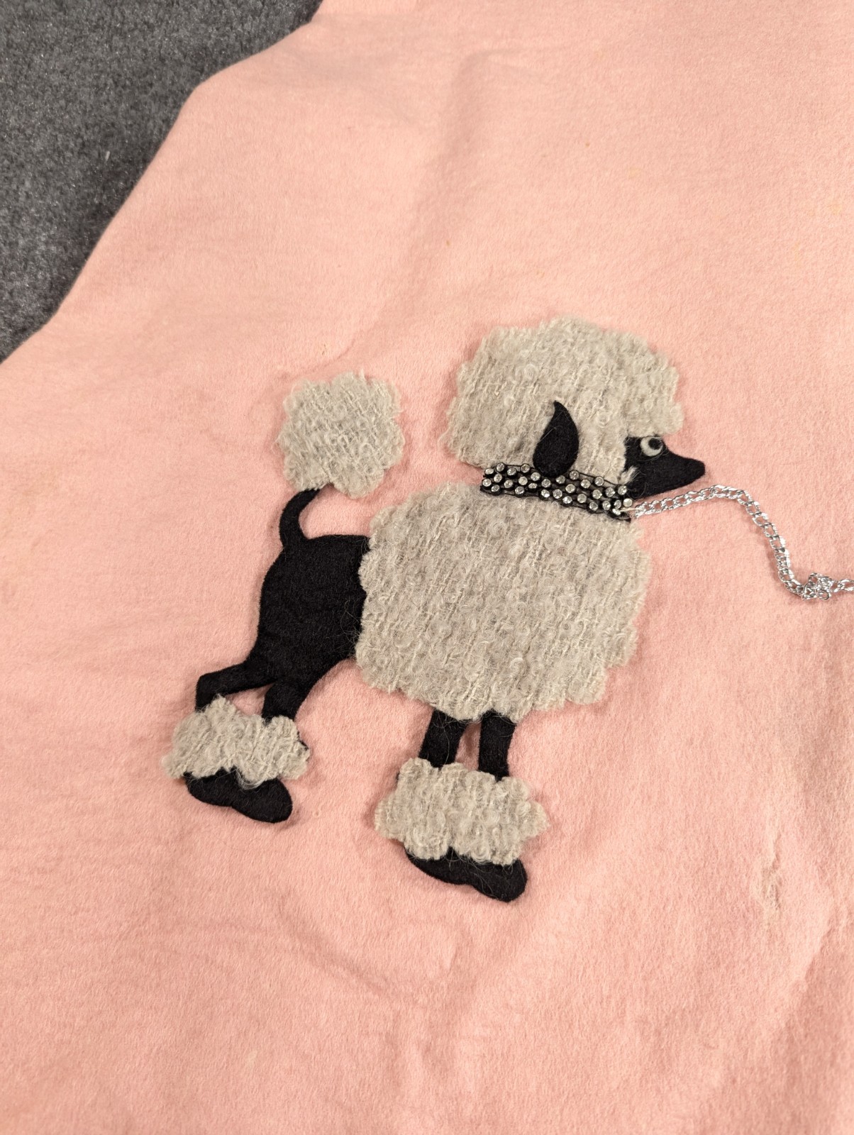 VINTAGE 1950’S Pink FELT POODLE SKIRT 13″ Waist Handmade Original