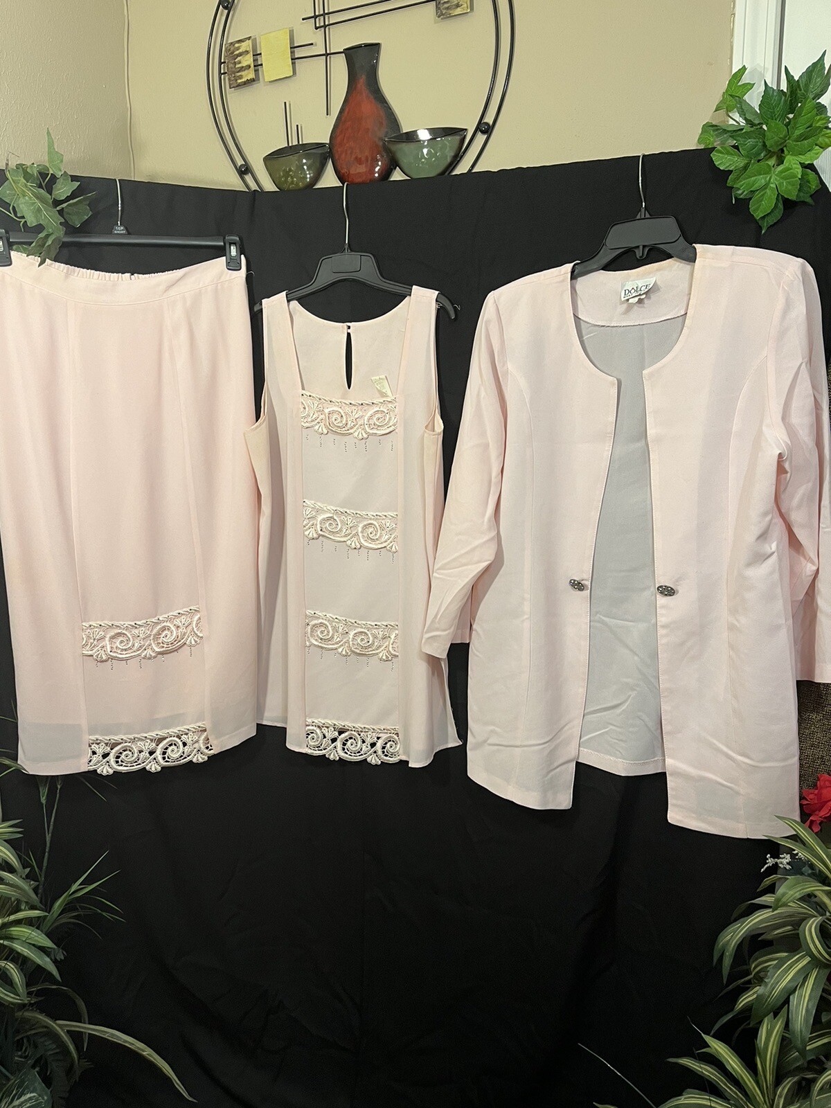 Vintage Dolce Women’s 3pc Light Pink Any Occasion Skirt Suit
