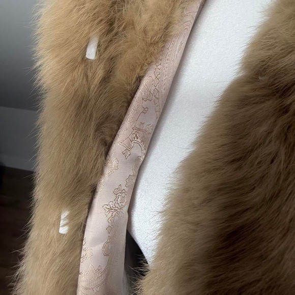 NWT Ethel Genuine Rabbit Fur Jacket Camel Beige Luxury Vintage Glam