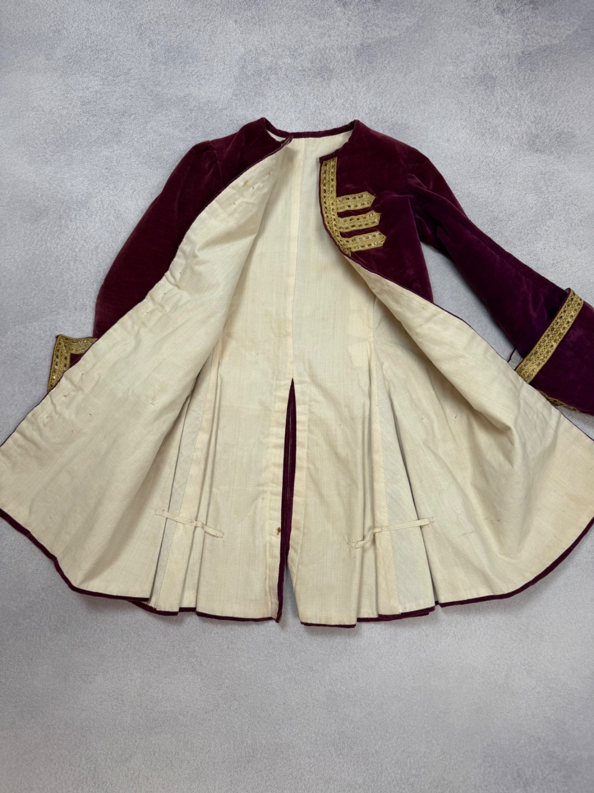 Rococo True Vintage Antique 18th Century Womens Frock Coat Jacket Red Very Rare