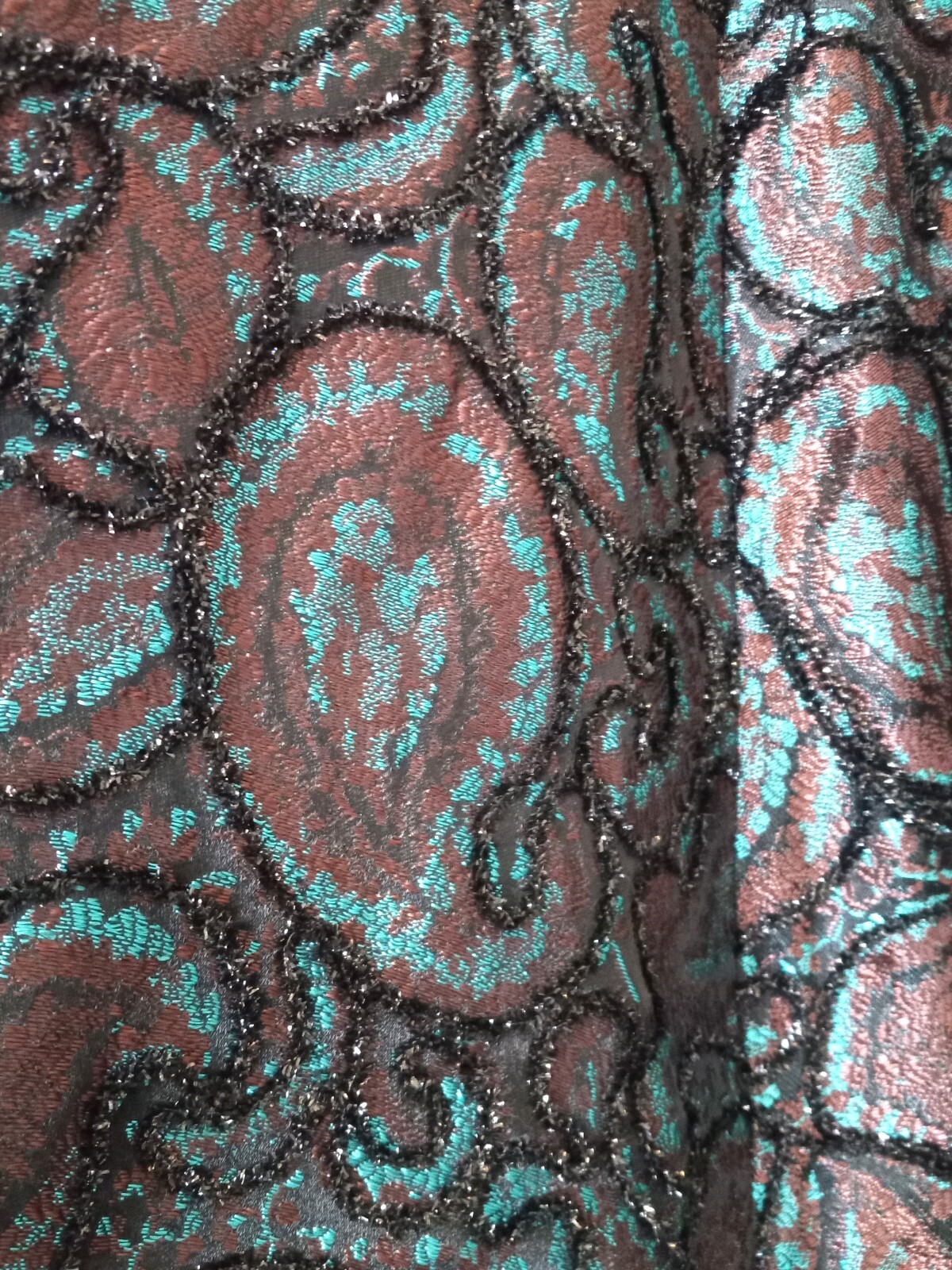 1950s Lilli Ann New Look Dress Vintage Cocktail Paisley Brocade Black Velvet – S