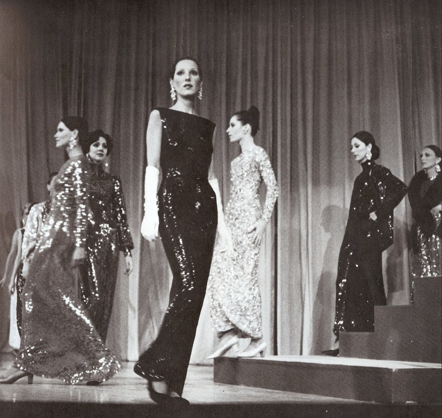 Norman Norell Fuchsia Sequined Mermaid Gown Phyllis McGuire Couture Collection