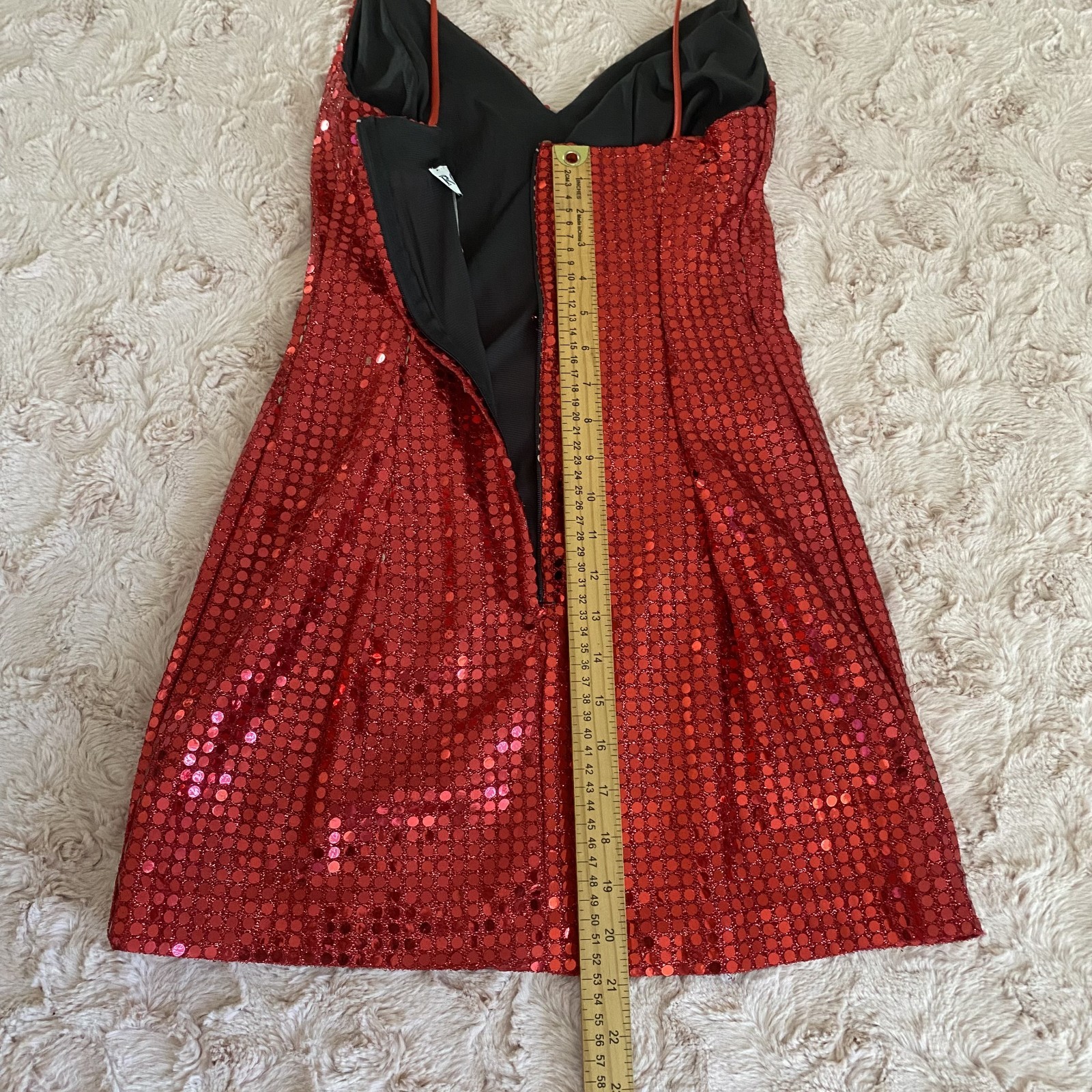 Vintage Roberta Womens 5 Red Sequin Mini Dress Party Cocktail Spaghetti Strap