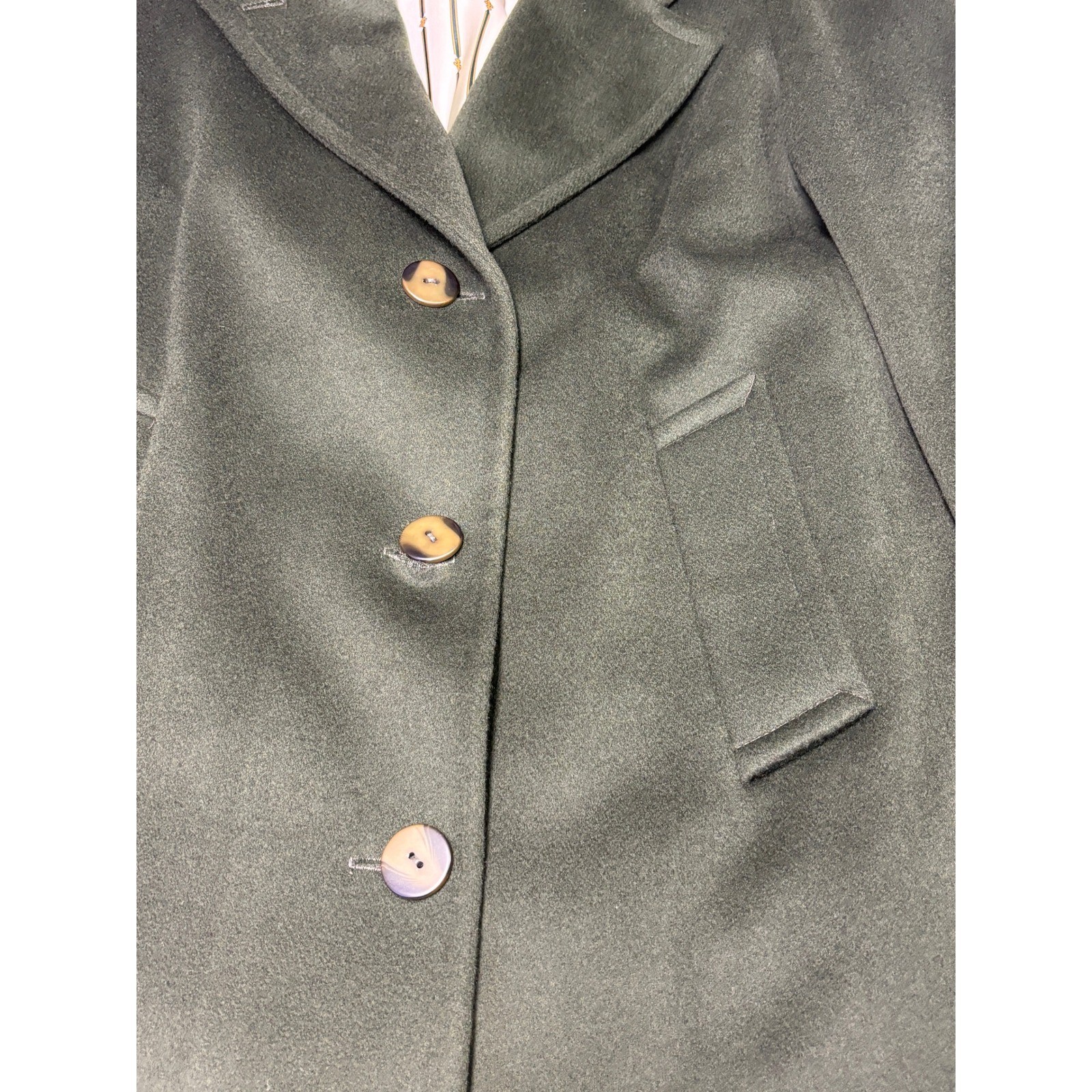 Ashley Scott Petite Vintage 100% Pure Wool Overcoat Forest Green Long Coat