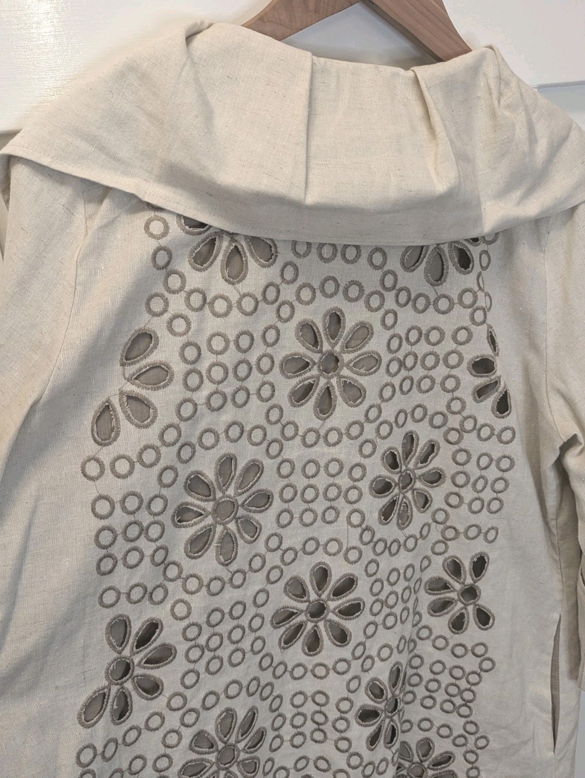 Adele Dallas Orr Medium Linen Embroidered Cutwork Jacket Retro 50s 60s Artisanal