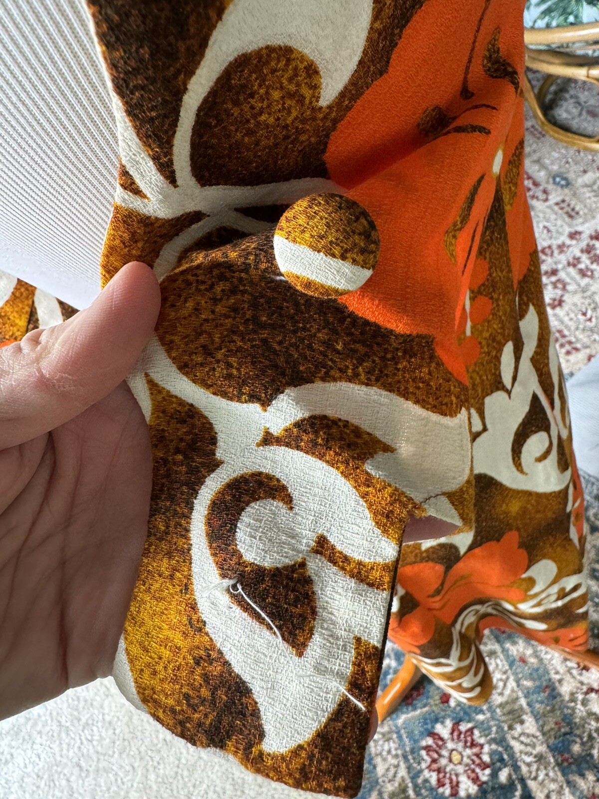 ❤️ Vintage 50s 60s 70s Orange Hawaii Barkcloth Tiki Oasis VLV Mini Dress XXS XS