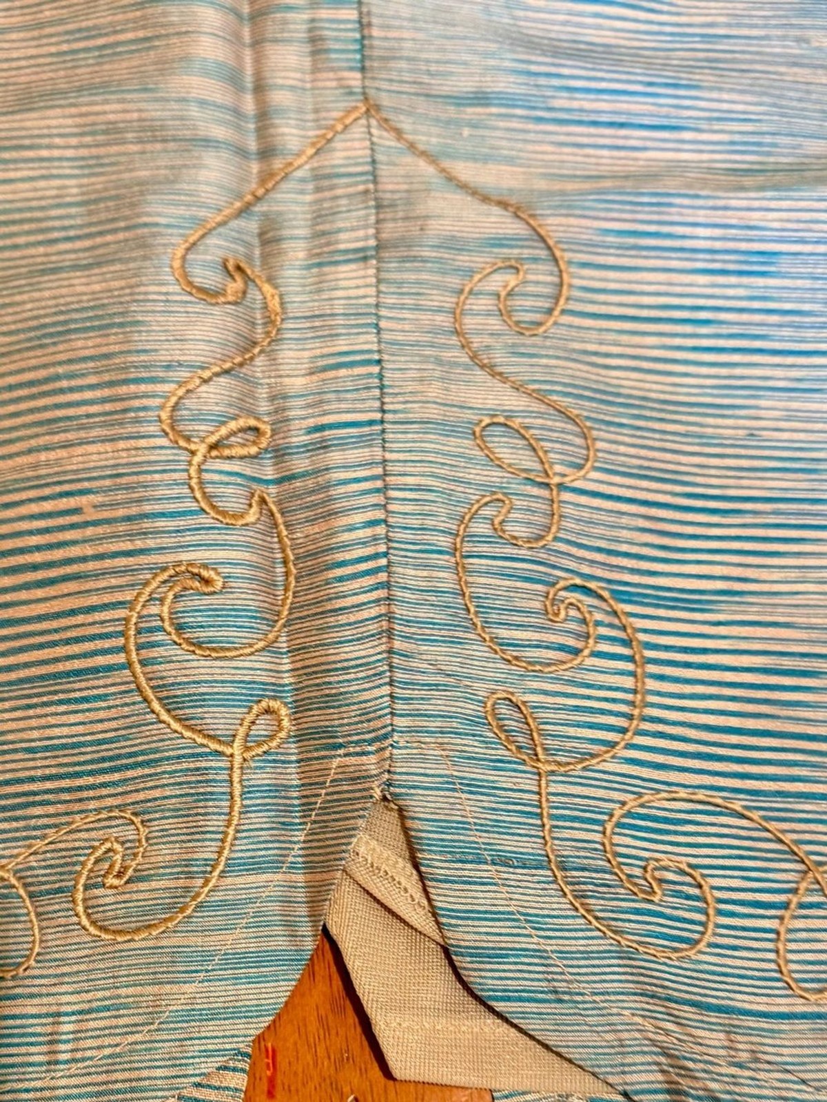Vintage 70s 80s Gianna Flicchi Italy Raw Silk Pencil Skirt 48 US L Embroidered