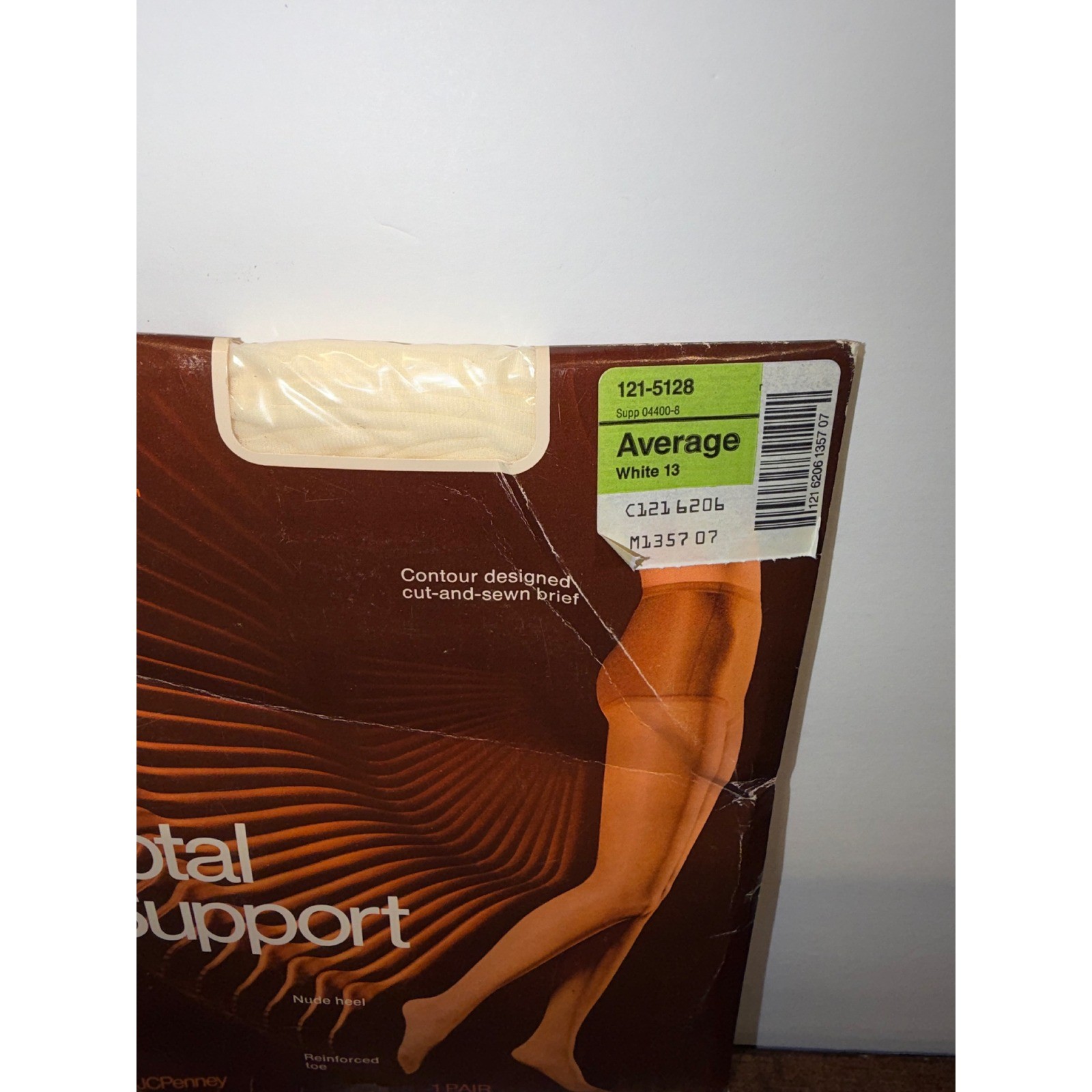 JCPenney Active Legs Total Support Pantihose White Average Vintage 121-5128 USA