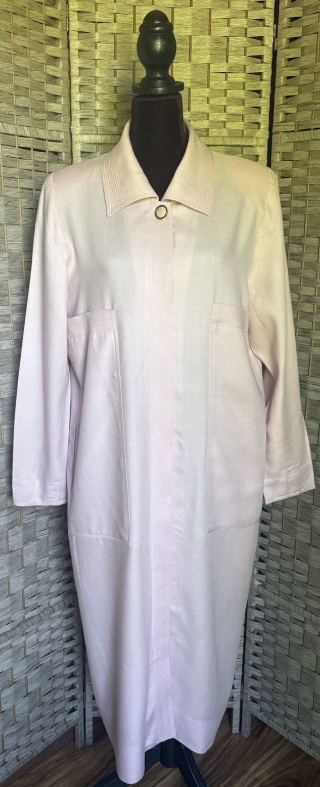 Vintage Robert Leonard 60’s Peach Coat Dress Covered/Hidden Buttons Large