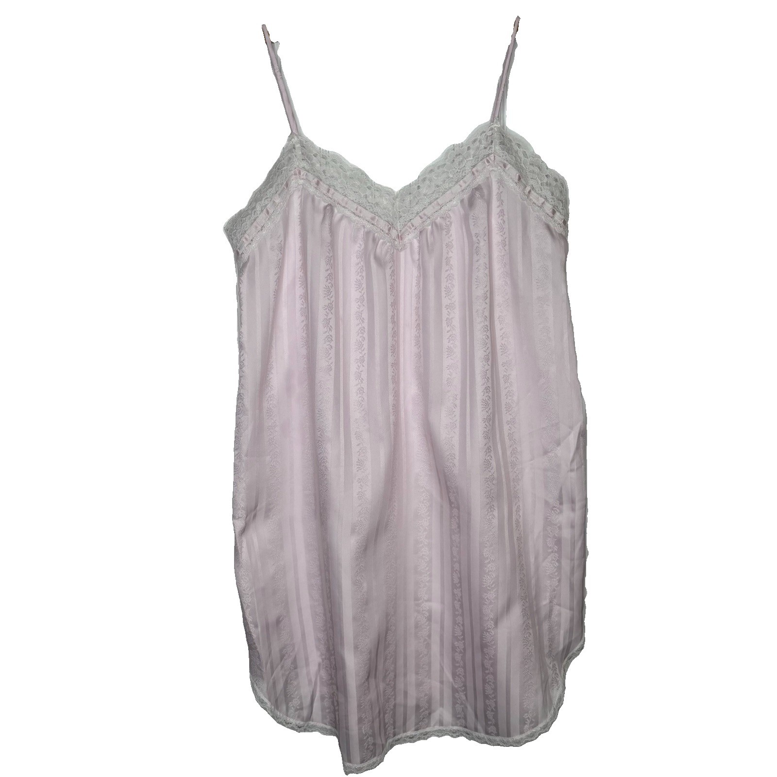 Vtg Juli of Slumbertogs Pink Satin Lace Nightgown SM Baby Doll Spaghetti Straps