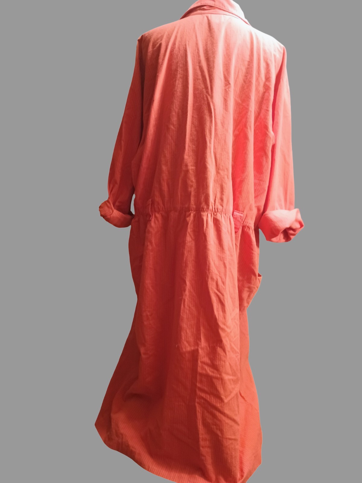 Vintage Gemini II Dress Size 24 Burnt Orange Pinstripes Mid-calf 3/4 Sleeve