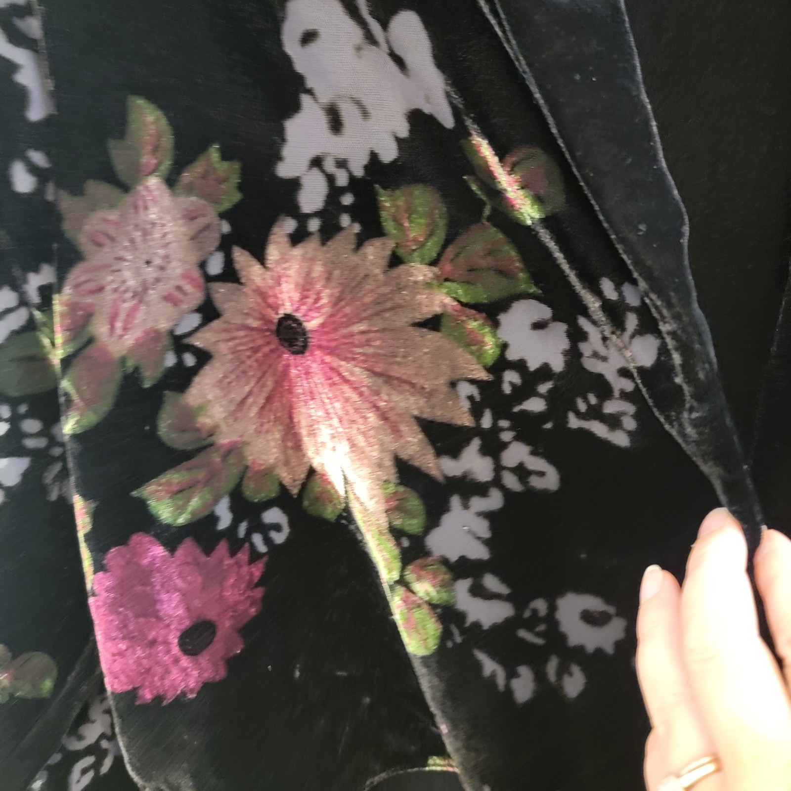 Vintage Carol Anderson Velvet Floral Black Dress with Jacket Size Large Petite