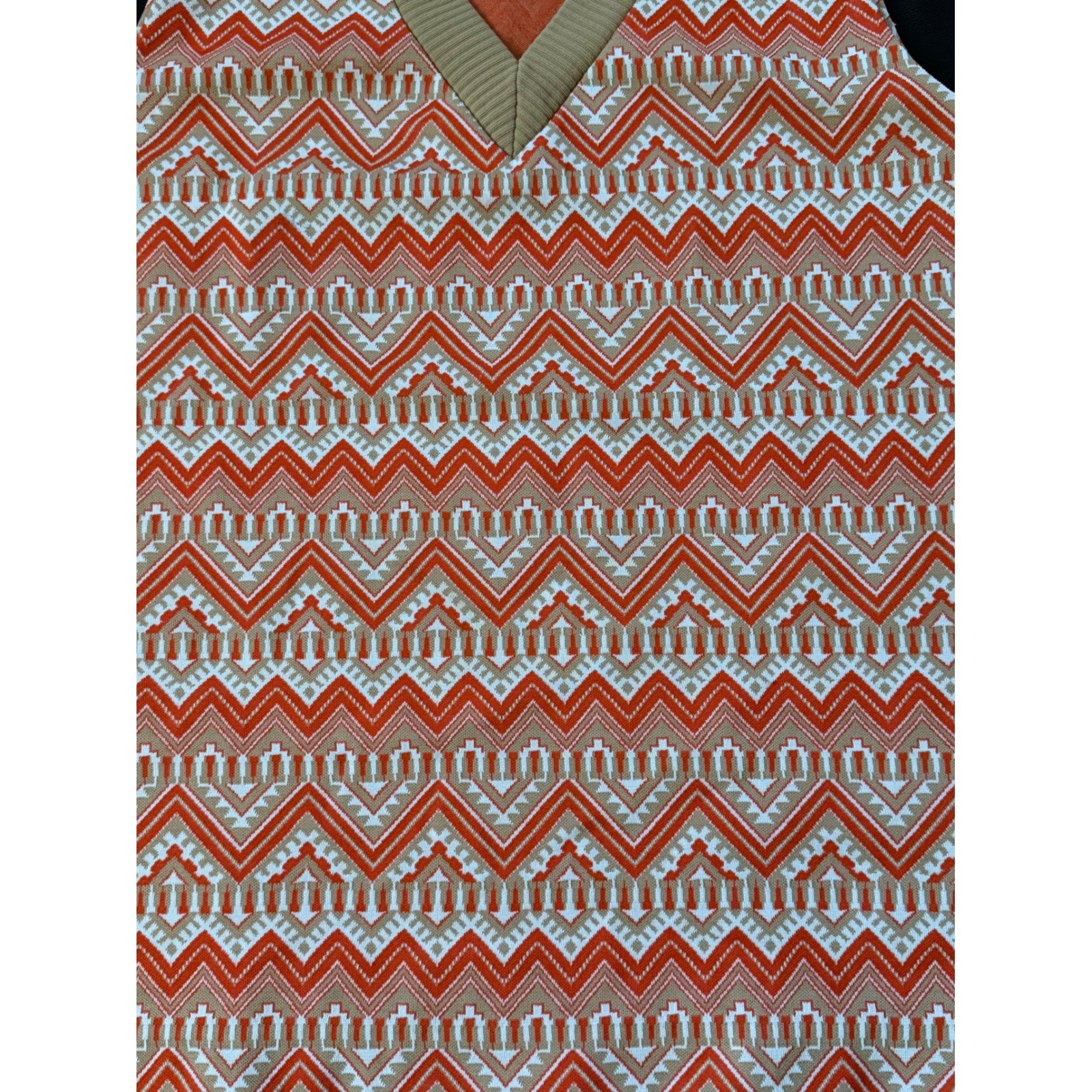 VTG Jane Colby Womens Orange Geometric Chevron V-Neck Sweater Vest Size 17/18