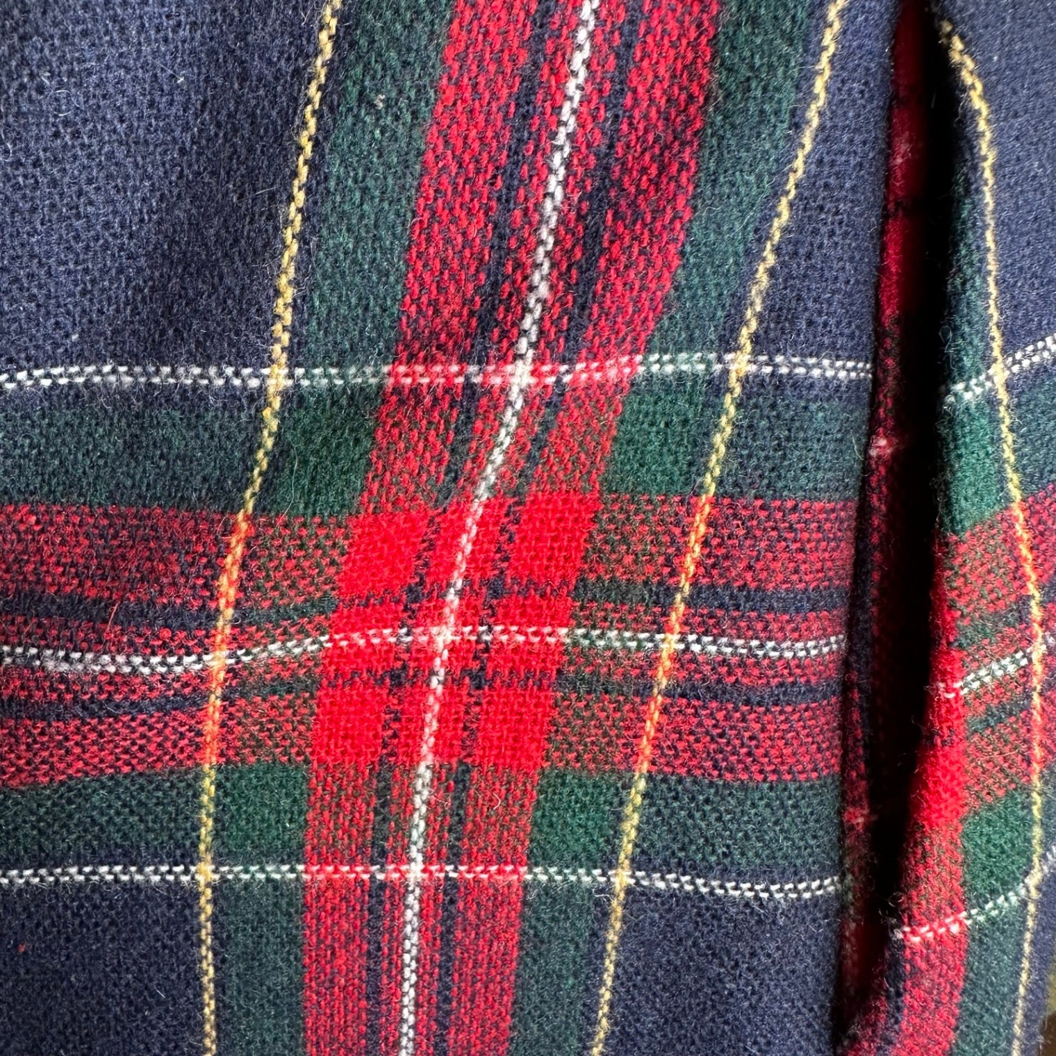Vintage Tartan Plaid Wool Blend Dark Academia Pencil Skirt Navy Red Green Preppy