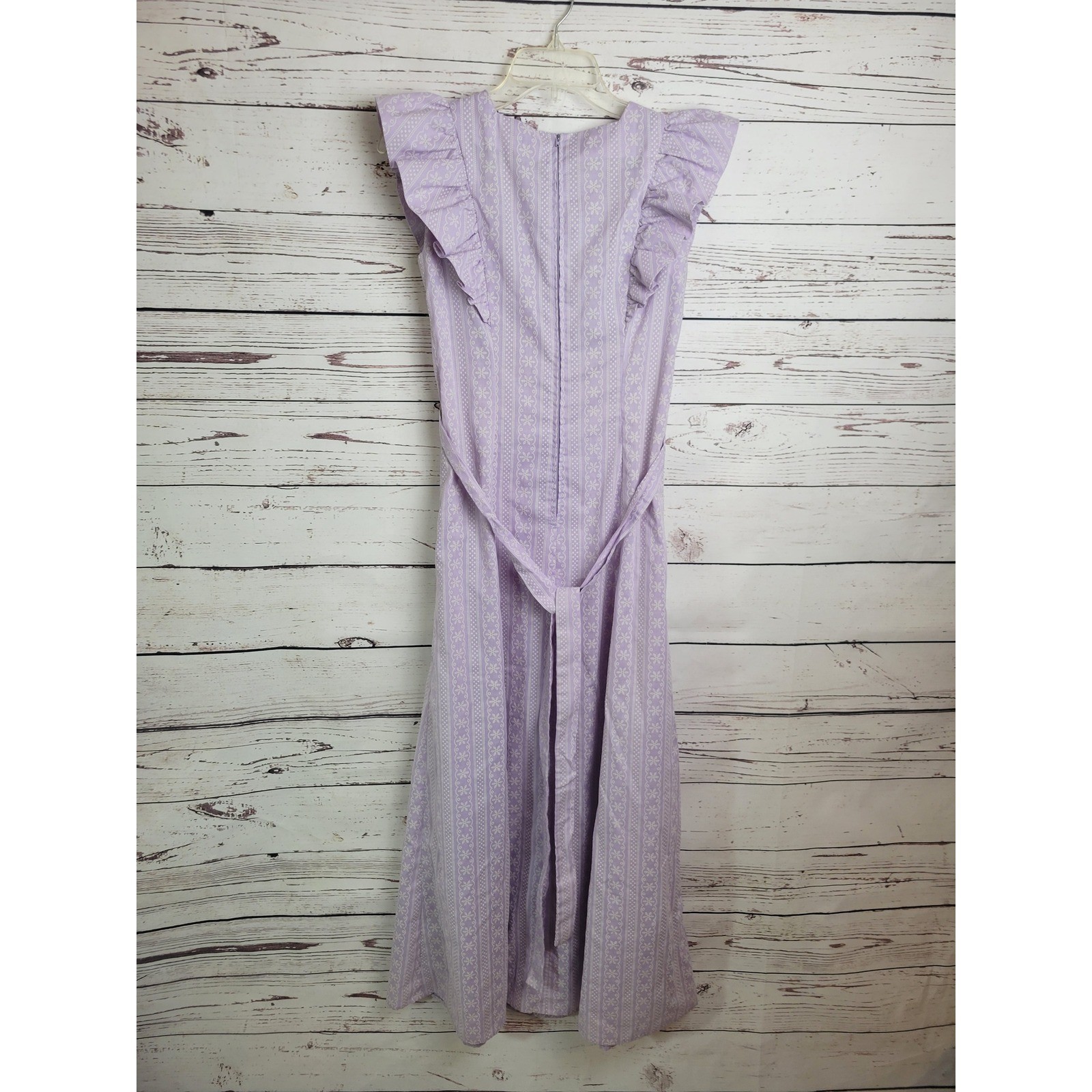 Vtg Maxi Dress Vintage Handmade Cottagecore Prairie Ruffle Purple Lavender XS