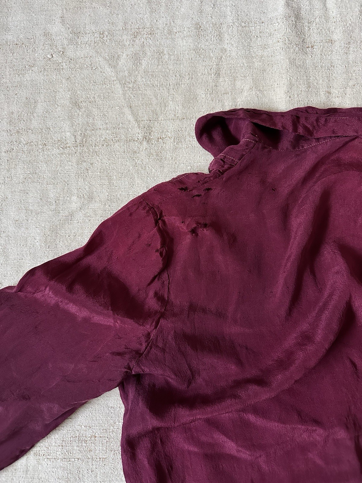 1920s Antique Pink Burgundy Silk Flapper Dress As Is Women’s Small