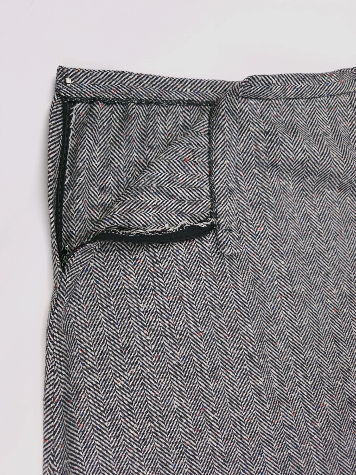 Century Of Boston Vintage Tweed Herringbone Wool Skirt Black White Medium
