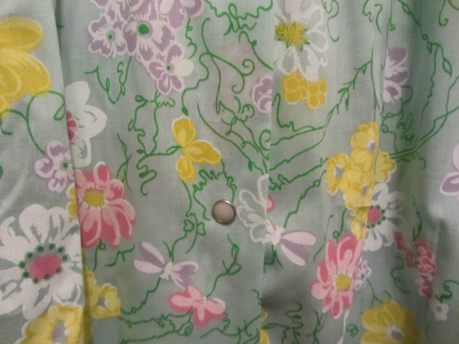 Vintage SMART TIME Ladies House Dress Robe SIZE 16 Floral Lace Pocket Snap NEW