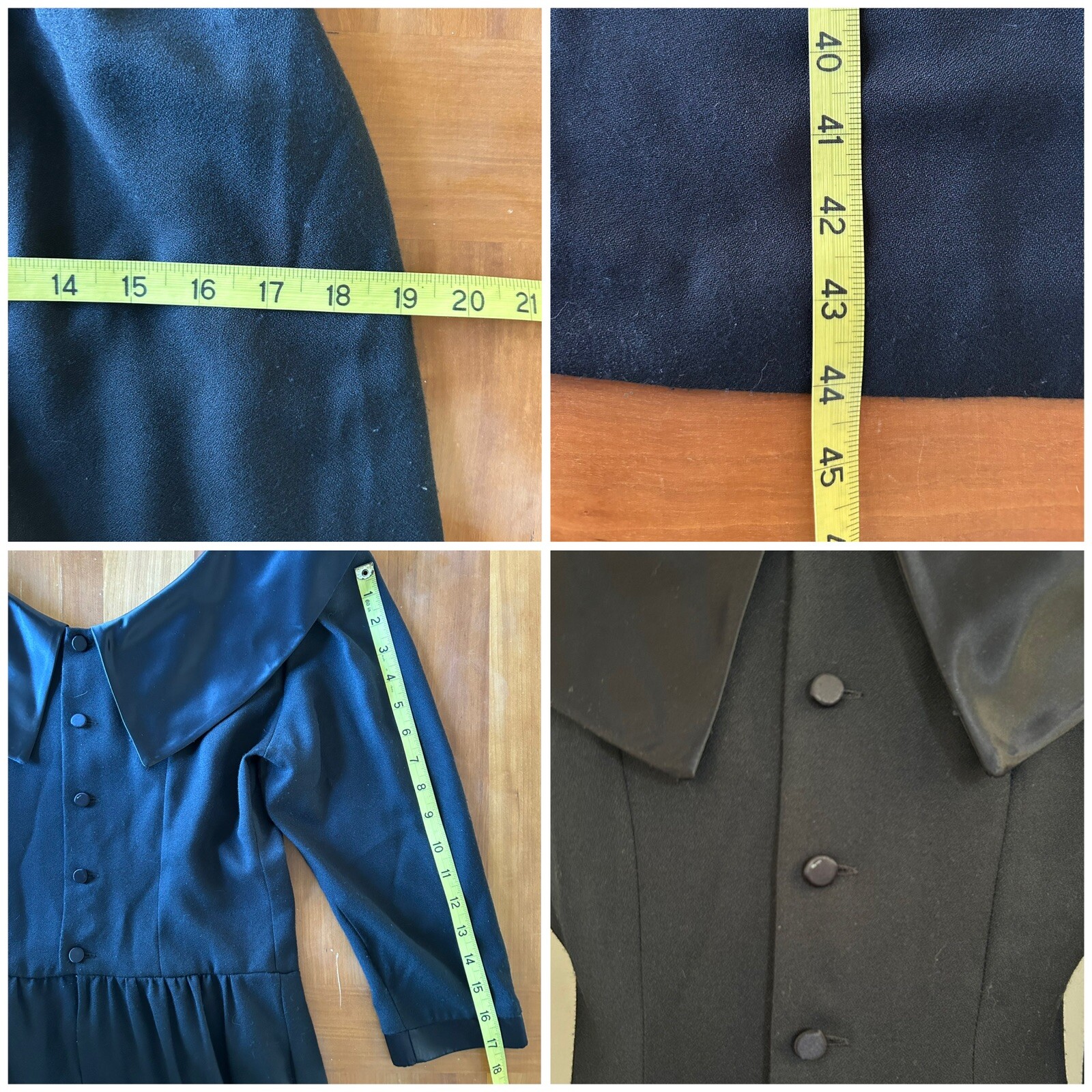 Vintage 80s Does 50s Lanz Orginals Little Black Dress Sz 6 Shawl Collar Pockets